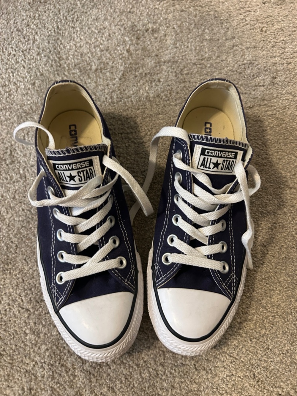 Converse All Star Women’s Low Top Canvas Sneakers in Dark blue w/white accents